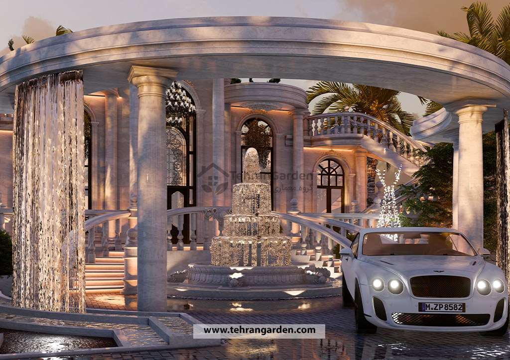 تصميم حديقة فيلا كلاسيكية