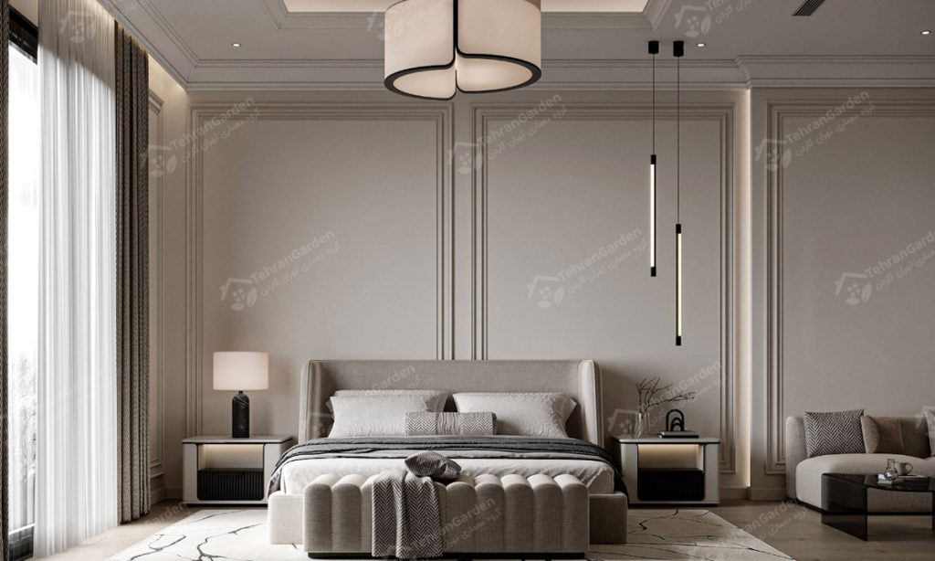 تصميم غرفة نوم على الطراز الكلاسيكي الجديد