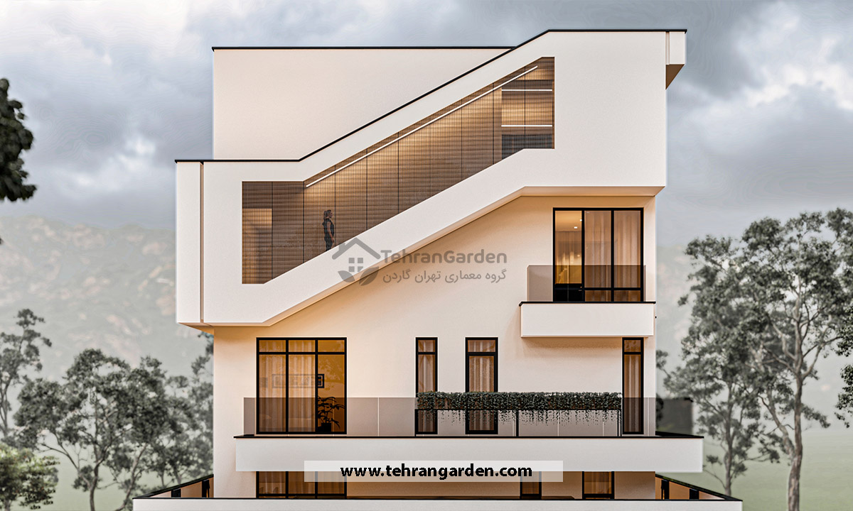 تصميم الدرج على واجهة الفيلا